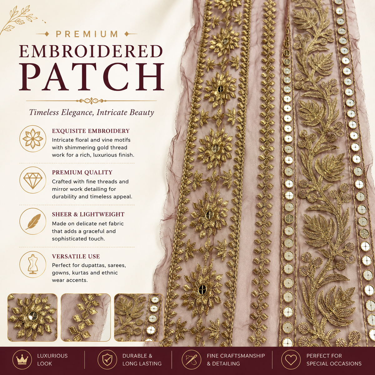 Sapphire Brown Embroidery patch