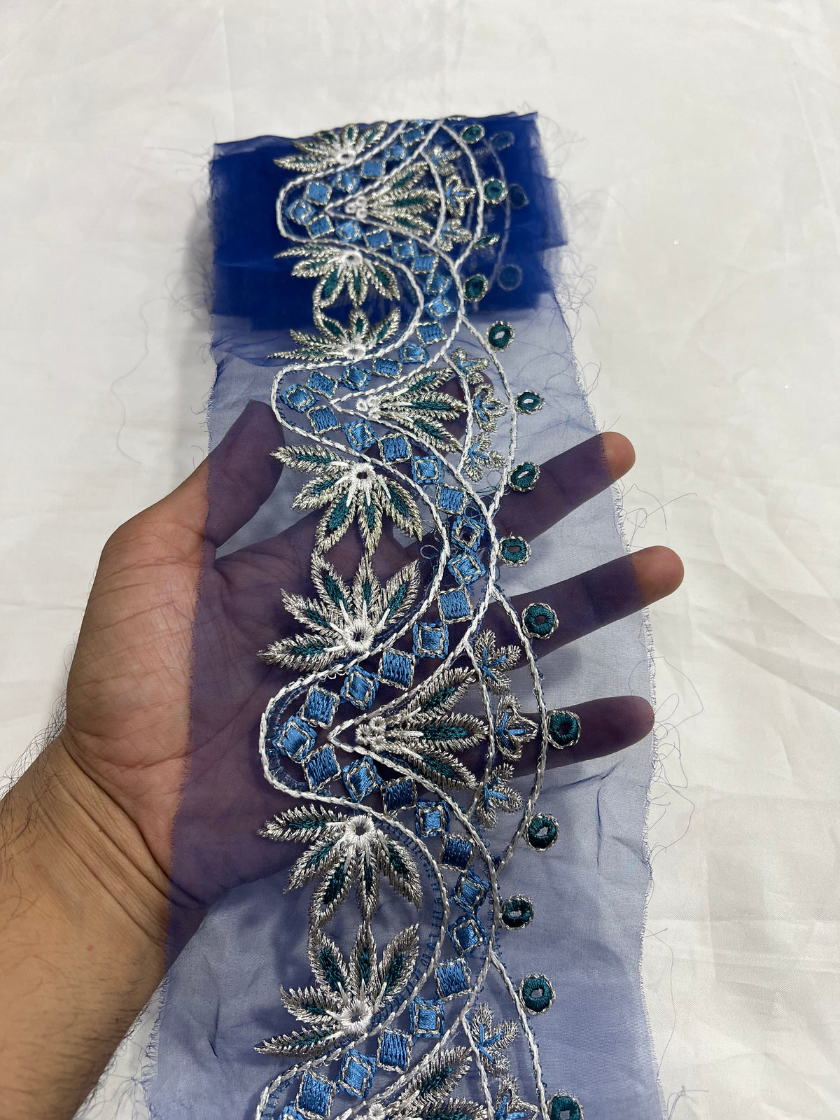 Blue Cutwork Border