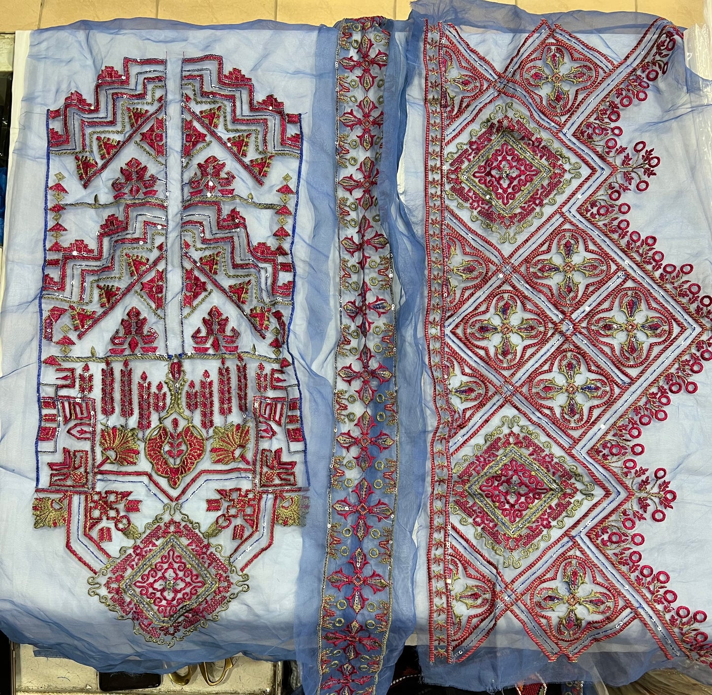 Multi Heavy Embroidery Neck set